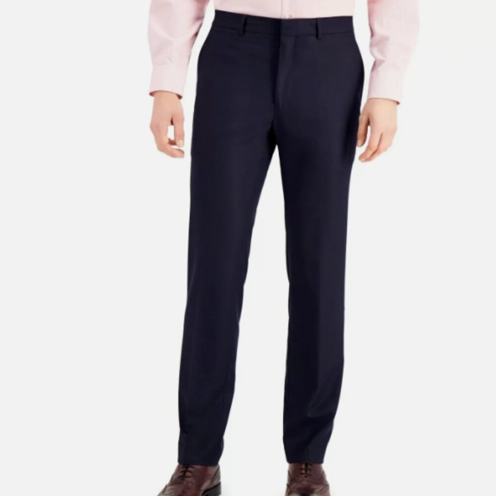 Kenneth Cole Reaction Mens Navy Dress Pants 42R 35W Techni-Cole Stretch Comfort